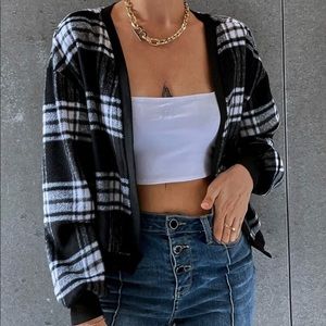 Black and white Plaid Cardigan